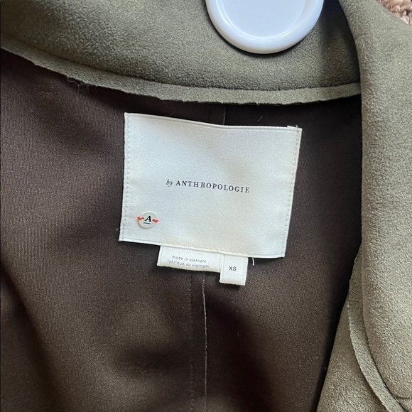 Anthropologie Harley Faux Suede Olive Green Trench Coat XS - Picture 11 of 11